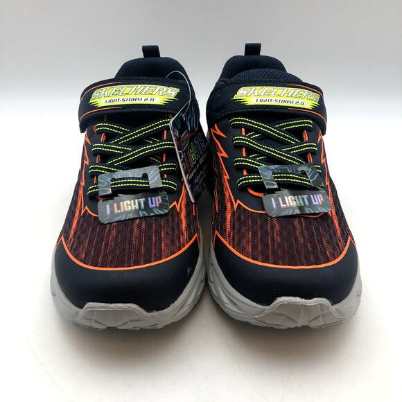 SKECHERS Boys Light Storm 2.0 Bolt Brights Sneakers Size 2.5 Orange Green NIB - Picture 5 of 11